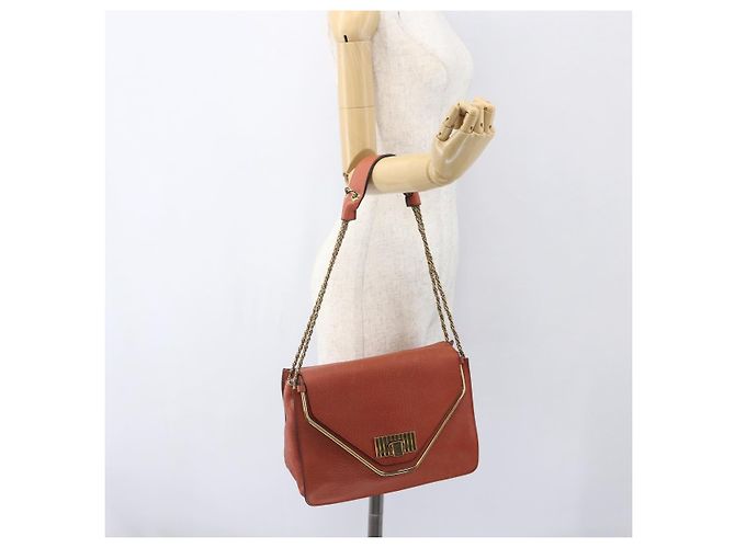 Chloé Chloe Chain Shoulder Bag Leather Orange Gold - vista 24