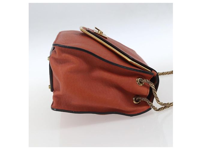 Chloé Chloe Chain Shoulder Bag Leather Orange Gold - vista 4