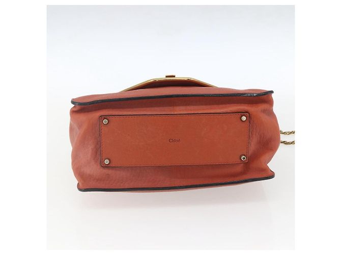 Chloé Chloe Chain Shoulder Bag Leather Orange Gold - vista 5