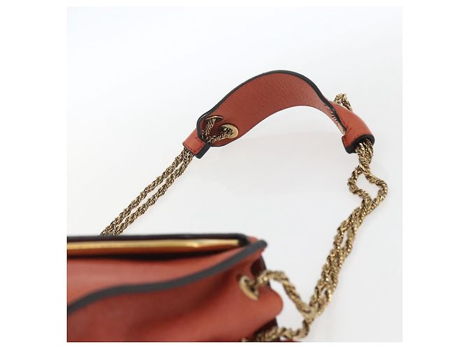 Chloé Chloe Chain Shoulder Bag Leather Orange Gold - vista 8