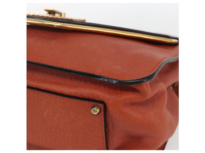 Chloé Chloe Chain Shoulder Bag Leather Orange Gold - vista 9