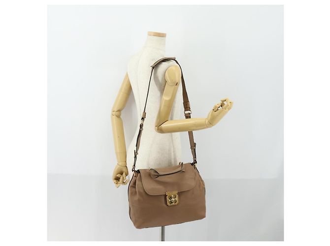 Chloé Chloe Elsie Hand Bag Leather 2way Beige Gold - vista 24