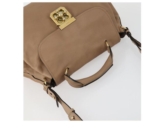 Chloé Chloe Elsie Hand Bag Leather 2way Beige Gold - vista 6