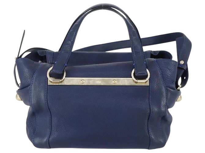 Chloé Bolso Chloe Bridget de piel 2way Navy Gold - vista 13