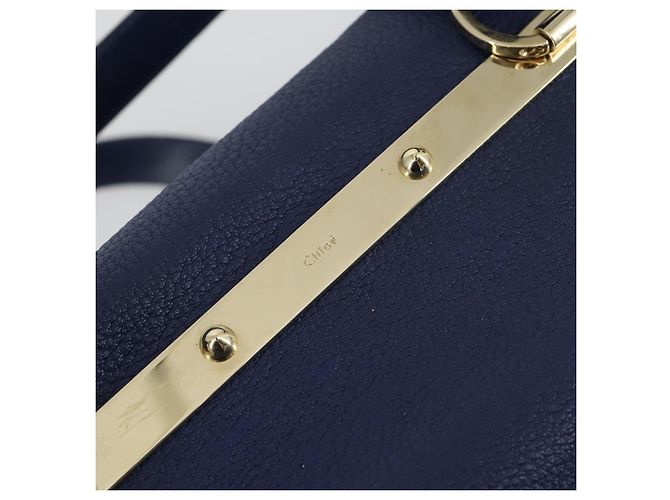 Chloé Bolso Chloe Bridget de piel 2way Navy Gold - vista 18