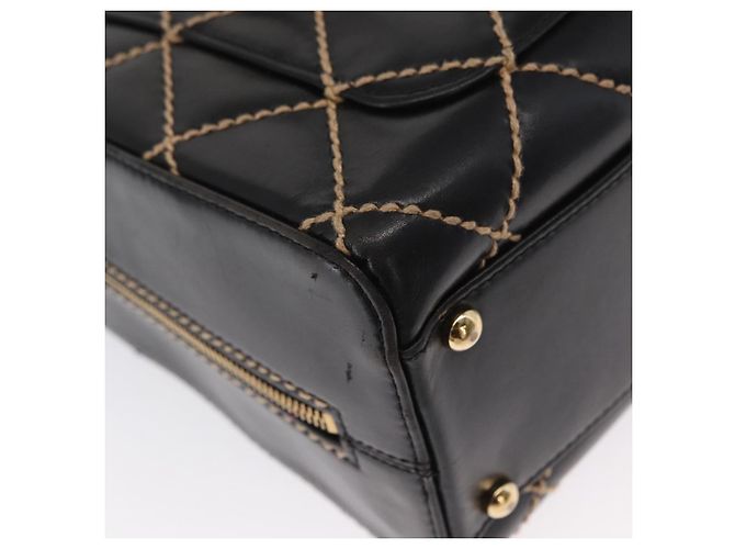 CHANEL Wild Stitch Hand Bag Cuero Negro Oro CC - vista 16