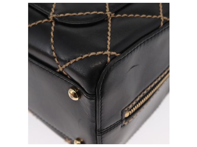 CHANEL Wild Stitch Hand Bag Cuero Negro Oro CC - vista 17