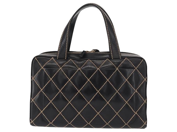 CHANEL Wild Stitch Hand Bag Cuero Negro Oro CC - vista 2