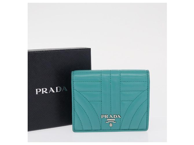 PRADA Compact Wallet Leather Emerald Green - vista 12