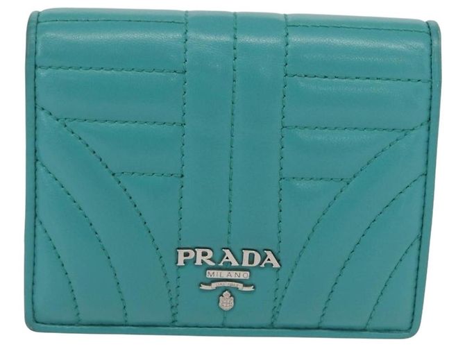 PRADA Compact Wallet Leather Emerald Green - vista 13