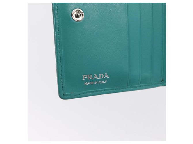 PRADA Compact Wallet Leather Emerald Green - vista 17