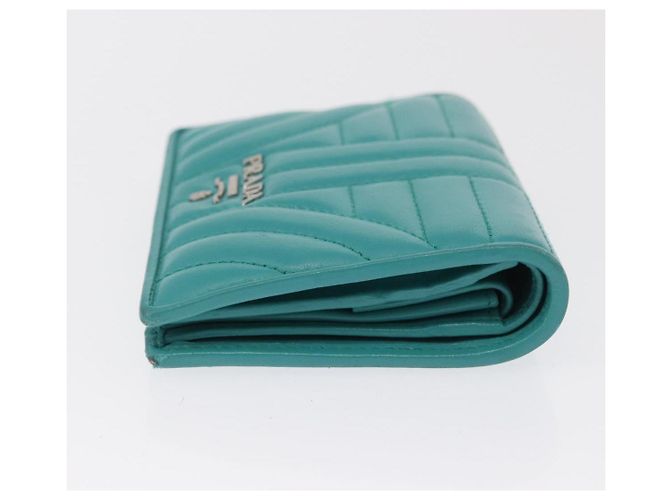 PRADA Compact Wallet Leather Emerald Green - vista 3