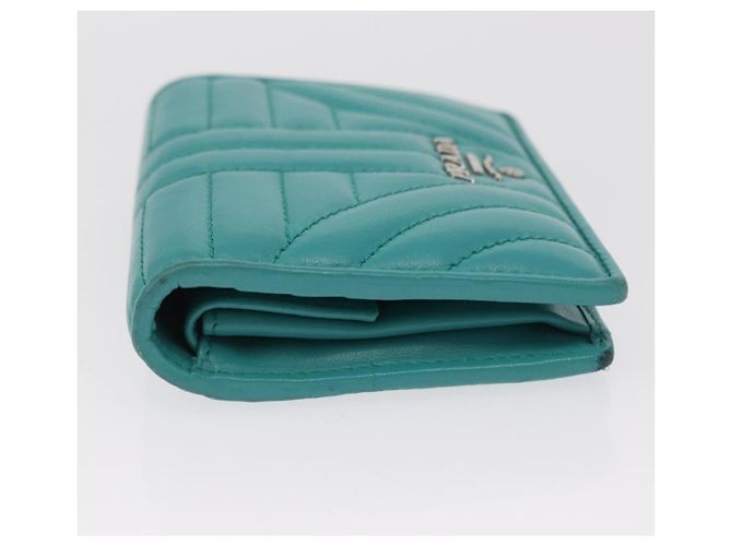 PRADA Compact Wallet Leather Emerald Green - vista 4