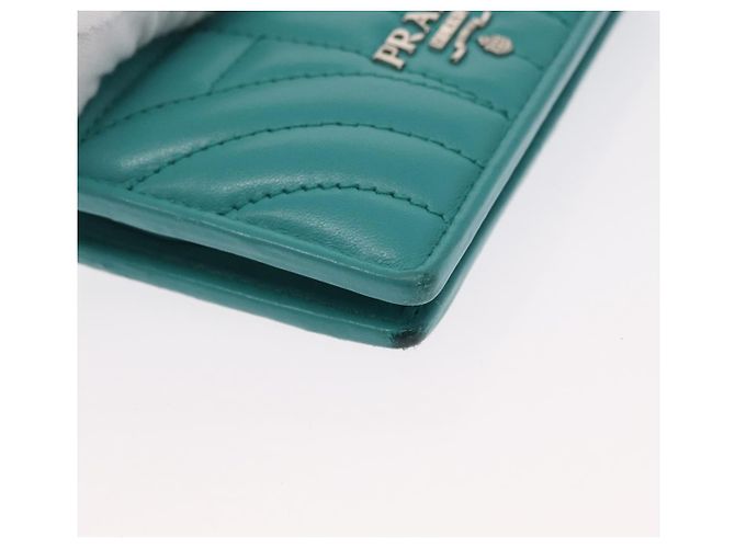 PRADA Compact Wallet Leather Emerald Green - vista 7