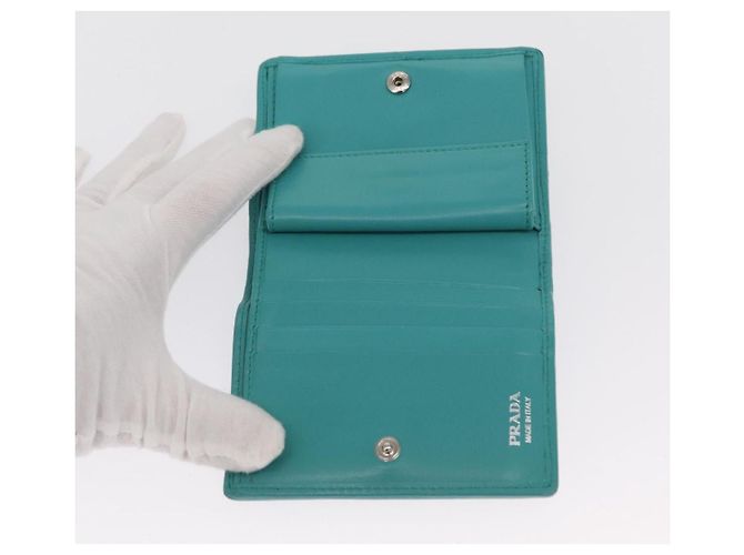 PRADA Compact Wallet Leather Emerald Green - vista 8