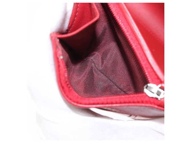 CHANEL Matelasse Mademoiselle Wallet Lamb Skin Red Silver CC - vista 10