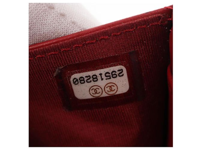 CHANEL Matelasse Mademoiselle Wallet Lamb Skin Red Silver CC - vista 11