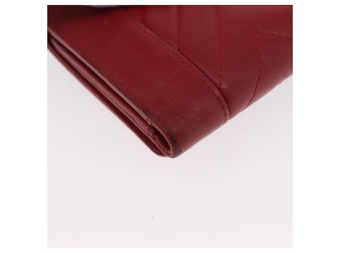 CHANEL Matelasse Mademoiselle Wallet Lamb Skin Red Silver CC - vista 15