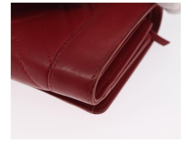 CHANEL Matelasse Mademoiselle Wallet Lamb Skin Red Silver CC - vista 16