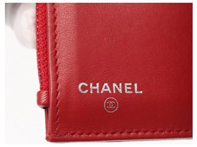 CHANEL Matelasse Mademoiselle Wallet Lamb Skin Red Silver CC - vista 18