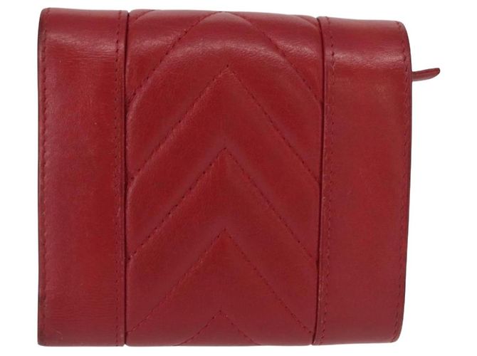 CHANEL Matelasse Mademoiselle Wallet Lamb Skin Red Silver CC - vista 2