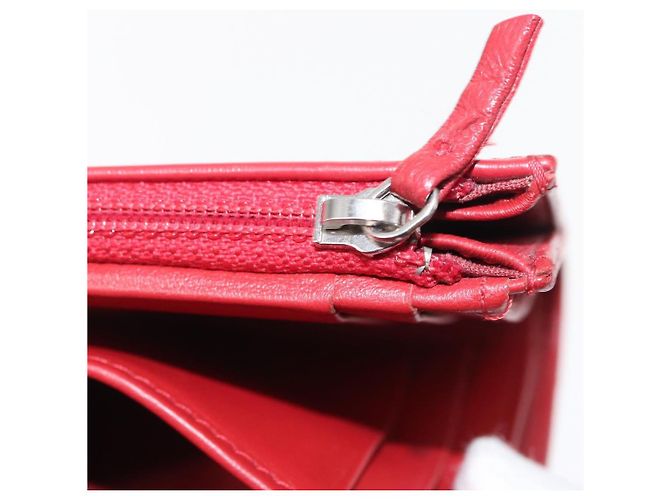 CHANEL Matelasse Mademoiselle Wallet Lamb Skin Red Silver CC - vista 22