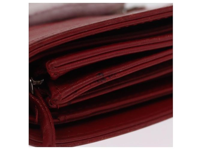 CHANEL Matelasse Mademoiselle Wallet Lamb Skin Red Silver CC - vista 5