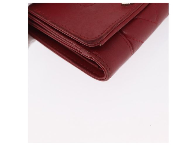CHANEL Matelasse Mademoiselle Wallet Lamb Skin Red Silver CC - vista 8