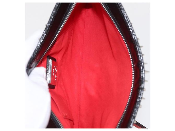 Christian Louboutin Chain Shoulder Bag Leather Black Silver - vista 11