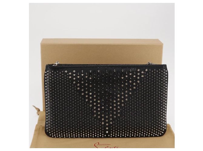 Christian Louboutin Chain Shoulder Bag Leather Black Silver - vista 12