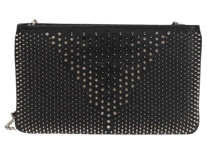 Christian Louboutin Chain Shoulder Bag Leather Black Silver - vista 13