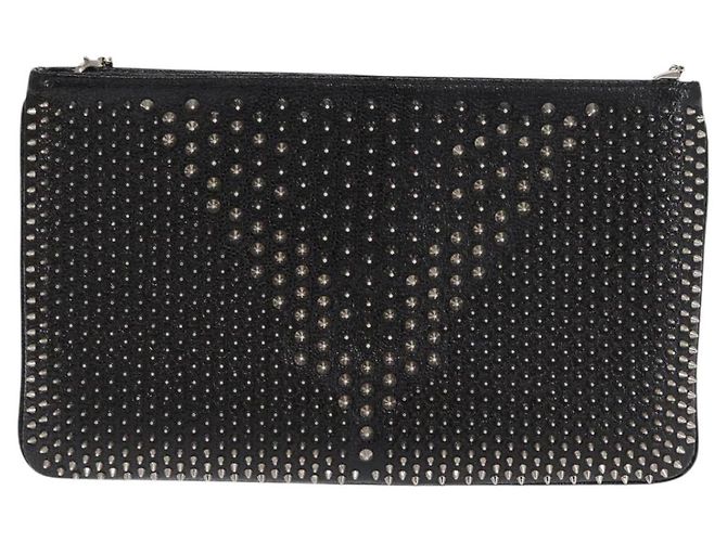 Christian Louboutin Chain Shoulder Bag Leather Black Silver - vista 2