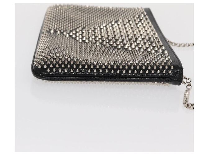 Christian Louboutin Chain Shoulder Bag Leather Black Silver - vista 3