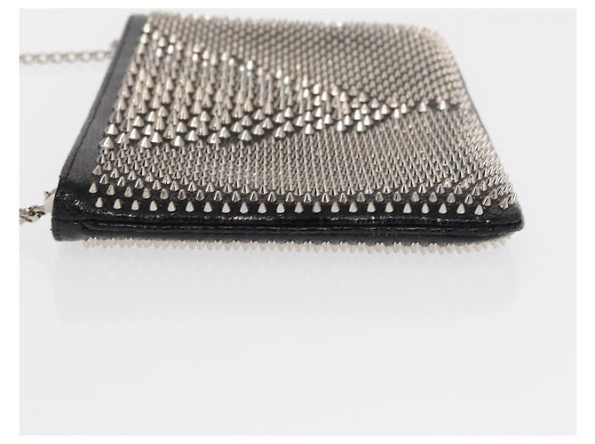 Christian Louboutin Chain Shoulder Bag Leather Black Silver - vista 4