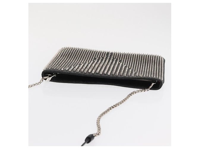 Christian Louboutin Chain Shoulder Bag Leather Black Silver - vista 6