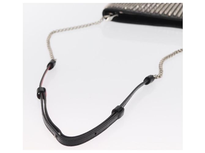 Christian Louboutin Chain Shoulder Bag Leather Black Silver - vista 7