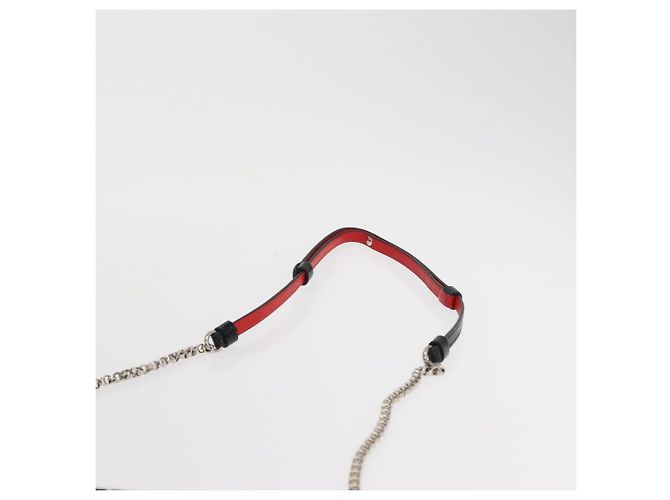 Christian Louboutin Chain Shoulder Bag Leather Black Silver - vista 8