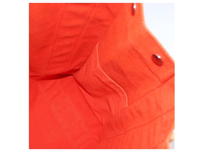 Hermès HERMES Sac De Plage Tote Bag Canvas Orange Silver - vista 11