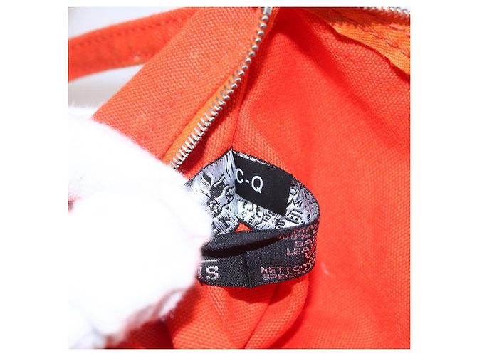 Hermès HERMES Sac De Plage Tote Bag Canvas Orange Silver - vista 12