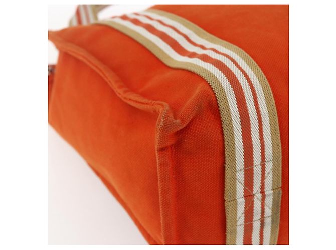 Hermès HERMES Sac De Plage Tote Bag Canvas Orange Silver - vista 14