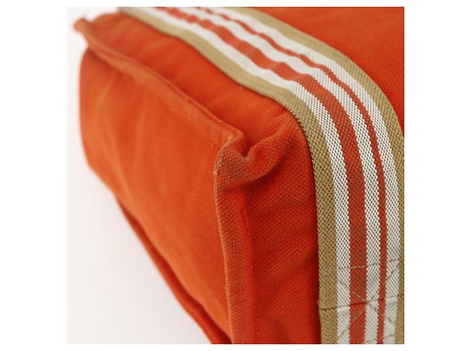 Hermès HERMES Sac De Plage Tote Bag Canvas Orange Silver - vista 16