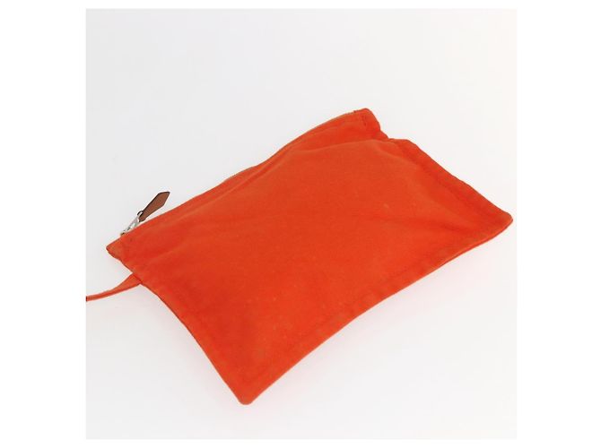 Hermès HERMES Sac De Plage Tote Bag Canvas Orange Silver - vista 18