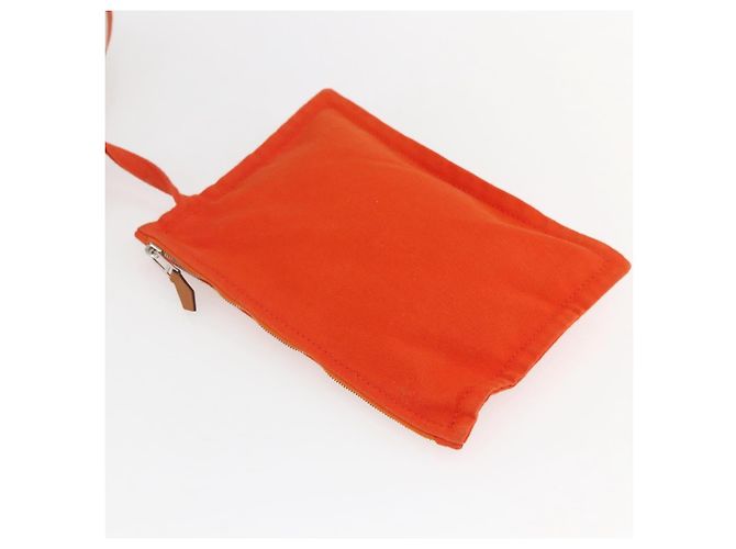 Hermès HERMES Sac De Plage Tote Bag Canvas Orange Silver - vista 19