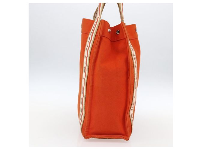 Hermès HERMES Sac De Plage Tote Bag Canvas Orange Silver - vista 3