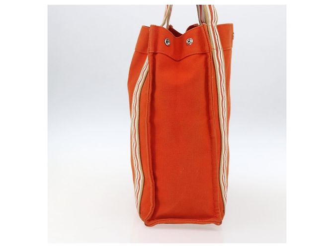 Hermès HERMES Sac De Plage Tote Bag Canvas Orange Silver - vista 4