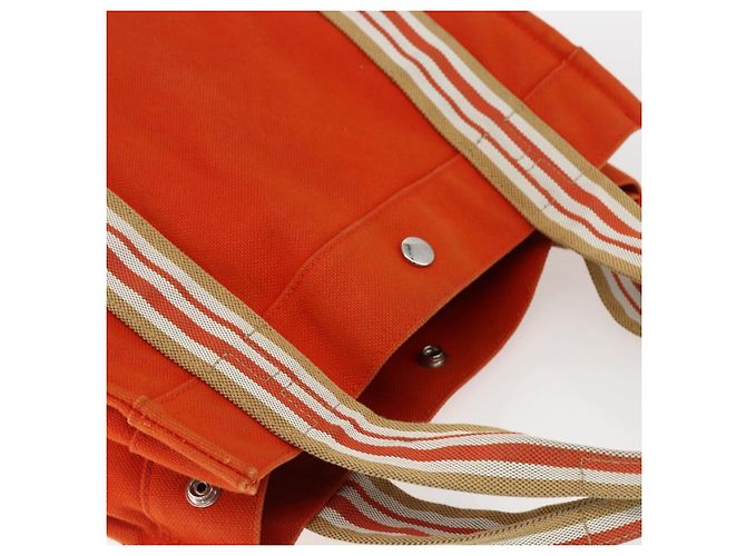Hermès HERMES Sac De Plage Tote Bag Canvas Orange Silver - vista 6
