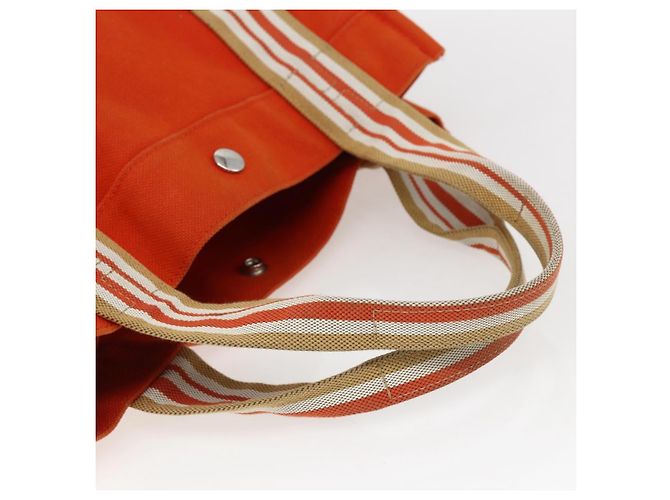 Hermès HERMES Sac De Plage Tote Bag Canvas Orange Silver - vista 7