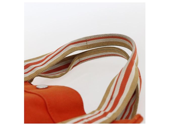 Hermès HERMES Sac De Plage Tote Bag Canvas Orange Silver - vista 8