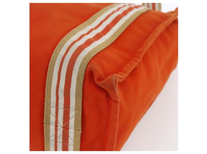 Hermès HERMES Sac De Plage Tote Bag Canvas Orange Silver - vista 9