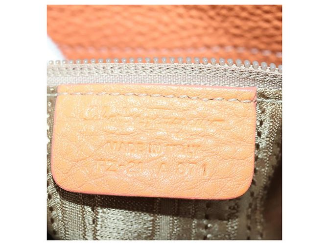 Salvatore Ferragamo Gancini Hand Bag Leather 2way Orange Silver - vista 11